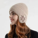 Men Women Winter Warm Plush Knitted Snow Fashion Hat Unisex New Outdoor Coldproof Ear Protection Wool Caps Snowflake logo