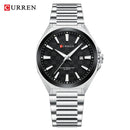 CURREN Luxury Men's Quartz Watch with Black Stainless Steel Band Casual Design Dial with Luminous Hands Relogio Masculino