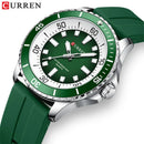 Curren 8448 Unisex Quartz Watch, Luminous Round Wristwatch with Soft Silicone Strap Outdoor Waterproof Fashion Daily Casual Wear