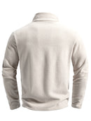 Men's spring and autumn solid color fleece warm top, warm and comfortable zippered cardigan for men's outdoor leisure