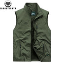 2026 Summer Men Sleeveless Outdoor Cargo Leisure Stand Collar Vest Men Pocket Solid Color Breathable Thin Vest Male Waistcoat