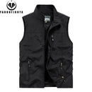2026 Summer Men Sleeveless Outdoor Cargo Leisure Stand Collar Vest Men Pocket Solid Color Breathable Thin Vest Male Waistcoat