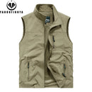 2026 Summer Men Sleeveless Outdoor Cargo Leisure Stand Collar Vest Men Pocket Solid Color Breathable Thin Vest Male Waistcoat