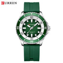 Curren 8448 Unisex Quartz Watch, Luminous Round Wristwatch with Soft Silicone Strap Outdoor Waterproof Fashion Daily Casual Wear