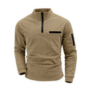 New men's athletic polo shirt, stylish design with half-zip sleeves, outdoor street style long-sleeved casual men's top.