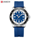 Curren 8448 Unisex Quartz Watch, Luminous Round Wristwatch with Soft Silicone Strap Outdoor Waterproof Fashion Daily Casual Wear