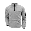 New men's athletic polo shirt, stylish design with half-zip sleeves, outdoor street style long-sleeved casual men's top.