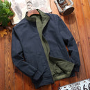 Double-Sided Wearable Men's Stand Collar Jacket Outerwear Breathable Waterproof Polyester Threaded Spring Autumn Motorcycle Coat