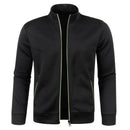 Autumn and Winter Men's New Long Zipper Color Block Sweater Sleeves Thin Plush Sweater Jacket Casual Slim Fit Comfortable Coat
