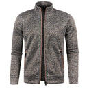 Autumn and Winter Men's New Long Zipper Color Block Sweater Sleeves Thin Plush Sweater Jacket Casual Slim Fit Comfortable Coat