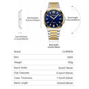 CURREN Luxury Minimalist Men's Watch Two Tone Golden Stainless Steel Business Quartz Wristwatch Simple Dress Clock Male