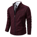 Autumn And Winter New Jersey Men's Casual Sports Coat Solid Color Stand Collar Wweater Grab Fleece Warm Zipper Cardigan