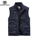 2025 New Summer Men Sleeveless Outdoor Leisure Stand Collar Vest Men Solid Color Breathable Loose Thin Vest Male Waistcoat Hots