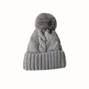 New Winter Twist Knitting Hat For Women Fur Pompom Thick Plush Cap Beanie Solid Color Ladies Warm Ski Snow Skullies Beanies