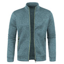 Autumn and Winter Men's New Long Zipper Color Block Sweater Sleeves Thin Plush Sweater Jacket Casual Slim Fit Comfortable Coat