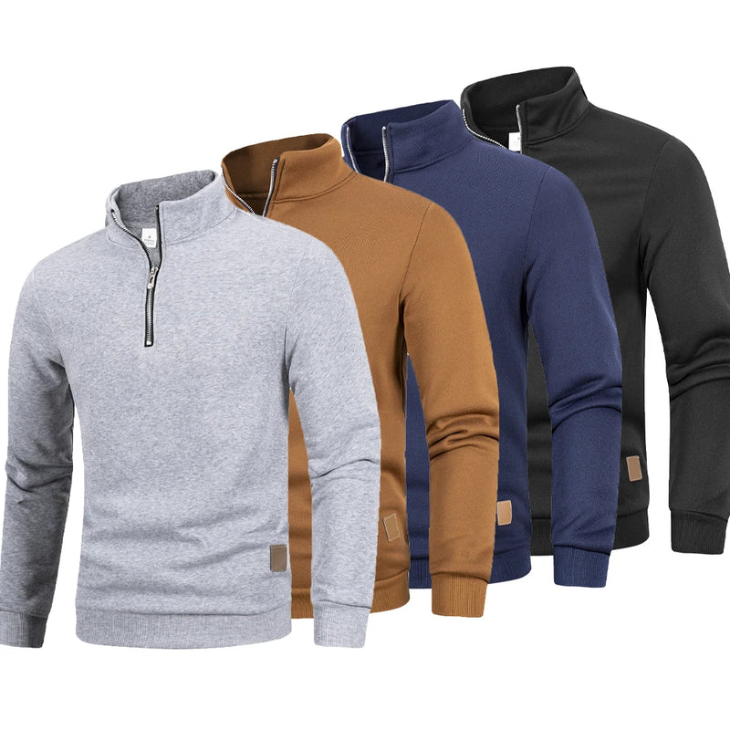 【BRIEFING】 MEN’S WARM LS HIGHNECK Autumn Men's Zipper Pullover Turtlenecks Warm Sweaters Solid Color Lon