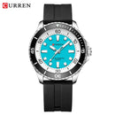 Curren 8448 Unisex Quartz Watch, Luminous Round Wristwatch with Soft Silicone Strap Outdoor Waterproof Fashion Daily Casual Wear