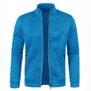 Autumn and Winter Men's New Long Zipper Color Block Sweater Sleeves Thin Plush Sweater Jacket Casual Slim Fit Comfortable Coat