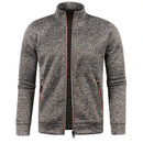 Autumn and Winter Men's New Long Zipper Color Block Sweater Sleeves Thin Plush Sweater Jacket Casual Slim Fit Comfortable Coat