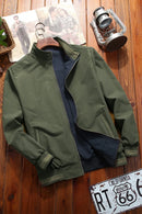 Double-Sided Wearable Men's Stand Collar Jacket Outerwear Breathable Waterproof Polyester Threaded Spring Autumn Motorcycle Coat
