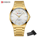 CURREN Luxury Minimalist Men's Watch Two Tone Golden Stainless Steel Business Quartz Wristwatch Simple Dress Clock Male
