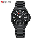 CURREN Luxury Men's Quartz Watch with Black Stainless Steel Band Casual Design Dial with Luminous Hands Relogio Masculino