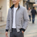 Korean Spring Autumn Casual Solid Fashion Slim Bomber Jacket Men Overcoat Stand Collar Jackets Men's Jacket S-6XL Top