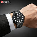CURREN Luxury Men's Quartz Watch with Black Stainless Steel Band Casual Design Dial with Luminous Hands Relogio Masculino