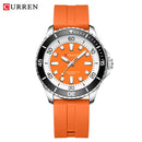 Curren 8448 Unisex Quartz Watch, Luminous Round Wristwatch with Soft Silicone Strap Outdoor Waterproof Fashion Daily Casual Wear