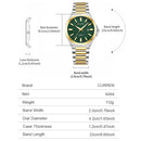 CURREN Luxury Men's Quartz Watch with Black Stainless Steel Band Casual Design Dial with Luminous Hands Relogio Masculino