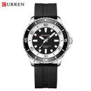 Curren 8448 Unisex Quartz Watch, Luminous Round Wristwatch with Soft Silicone Strap Outdoor Waterproof Fashion Daily Casual Wear