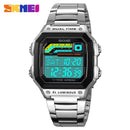 SKMEI 2307 New Fashion Waterproof Men's Sports Digital Watch Countdown LED Display Stainless Steel TPU Men's Luxury Watch reloj