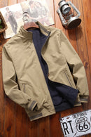 Double-Sided Wearable Men's Stand Collar Jacket Outerwear Breathable Waterproof Polyester Threaded Spring Autumn Motorcycle Coat