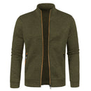 Autumn and Winter Men's New Long Zipper Color Block Sweater Sleeves Thin Plush Sweater Jacket Casual Slim Fit Comfortable Coat